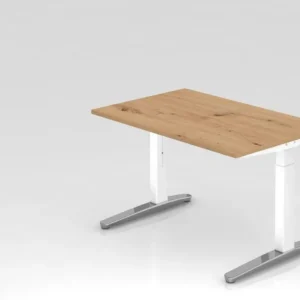 Bureau Hammerbacher XB12 120 x 80 cm plateau : chêne noueux épaisseur 25 mm chant ABS 2 mm forme rectangulaire poli blanc...
