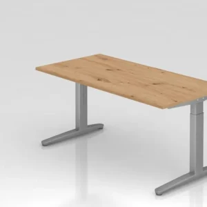 Bureau Hammerbacher XB16 160 x 80 cm plateau : chêne noueux épaisseur 25 mm chant ABS 2 mm forme rectangulaire argent VXB1...