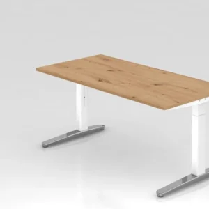 Bureau Hammerbacher XB16 160 x 80 cm plateau : chêne noueux épaisseur 25 mm chant ABS 2 mm forme rectangulaire poli blanc...