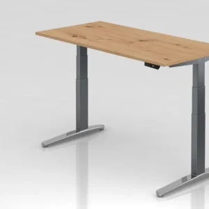 Bureau Hammerbacher XBHM16 160 x 80 cm plateau : chêne noueux épaisseur 25 mm chant fort en ABS forme rectangulaire graphi...