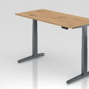 Bureau Hammerbacher XBHM16 160 x 80 cm plateau : chêne noueux épaisseur 25 mm chant compact en ABS forme rectangulaire gra...