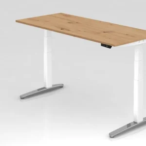 Bureau Hammerbacher XBHM19 180 x 80 cm plateau : chêne noueux épaisseur 25 mm chant gros en ABS forme rectangulaire poli b...