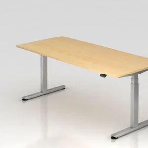 Bureau Hammerbacher XDLB19 180 x 80 cm plateau : érable épaisseur 25 mm chant ABS 2 mm forme rectangulaire pied en T argen...