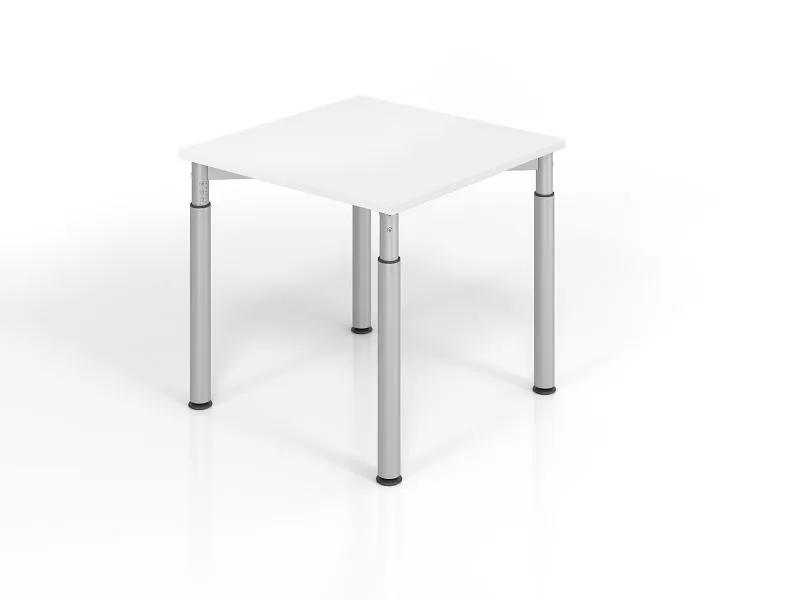 Bureau Hammerbacher YS08 80 x 80 cm plateau : blanc épaisseur 25 mm chant épais en ABS forme rectangulaire argent VYS08/W/...