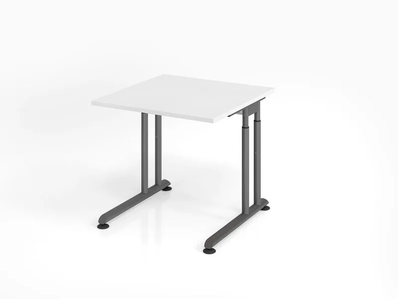 Bureau Hammerbacher ZS08 80 x 80 cm plateau : blanc épaisseur 25 mm chant épais en ABS forme rectangulaire graphite VZS08/...