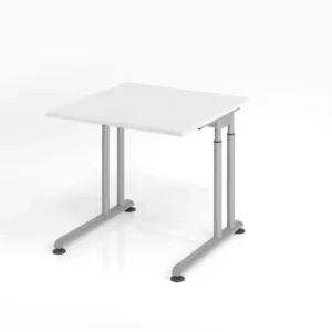 Bureau Hammerbacher ZS08 80 x 80 cm plateau : blanc épaisseur 25 mm chant épais en ABS forme rectangulaire argent VZS08/W/...