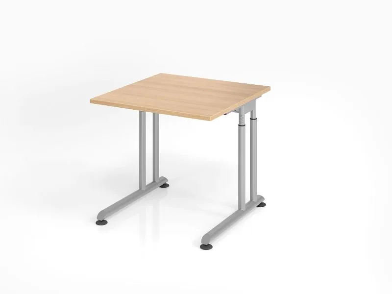 Bureau Hammerbacher ZS08 80 x 80 cm plateau : chêne épaisseur 25 mm chant dense en ABS forme rectangulaire argent VZS08/E/...