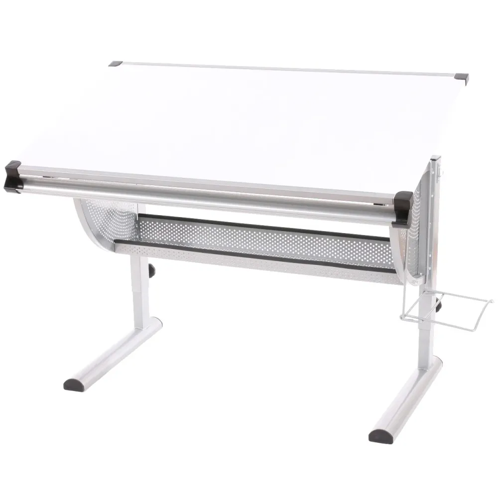 Bureau pour enfant en métal et bois plateau inclinable hauteur réglable blanc BUR04056 pour Bureau à domicile