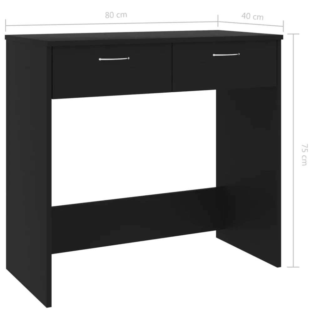 Bureau table poste de travail meuble d'ordinateur informatique étude 80 x 40 x 75 cm Aggloméré noir 02_0023921 avec Compar...