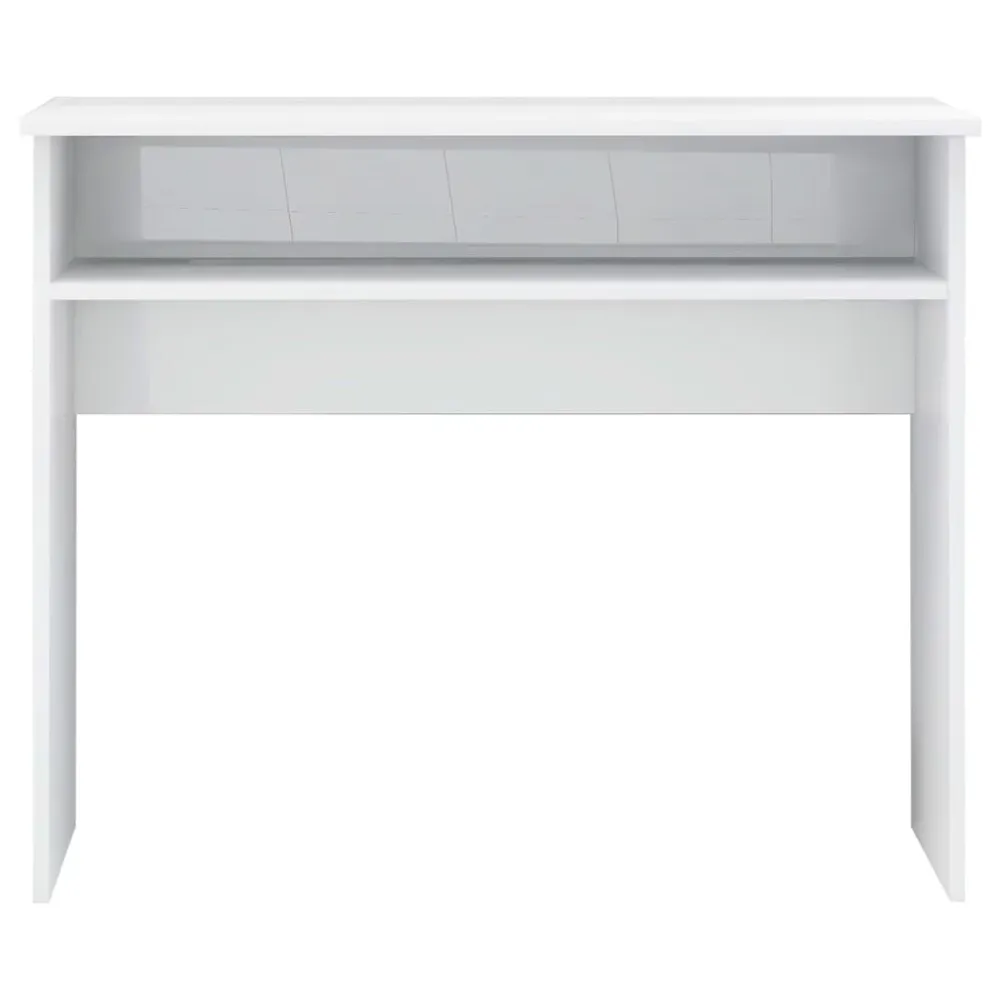 Bureau table poste de travail meuble d'ordinateur informatique étude brillant 90 x 50 x 74 cm bois d'ingénierie blanc 02_0...