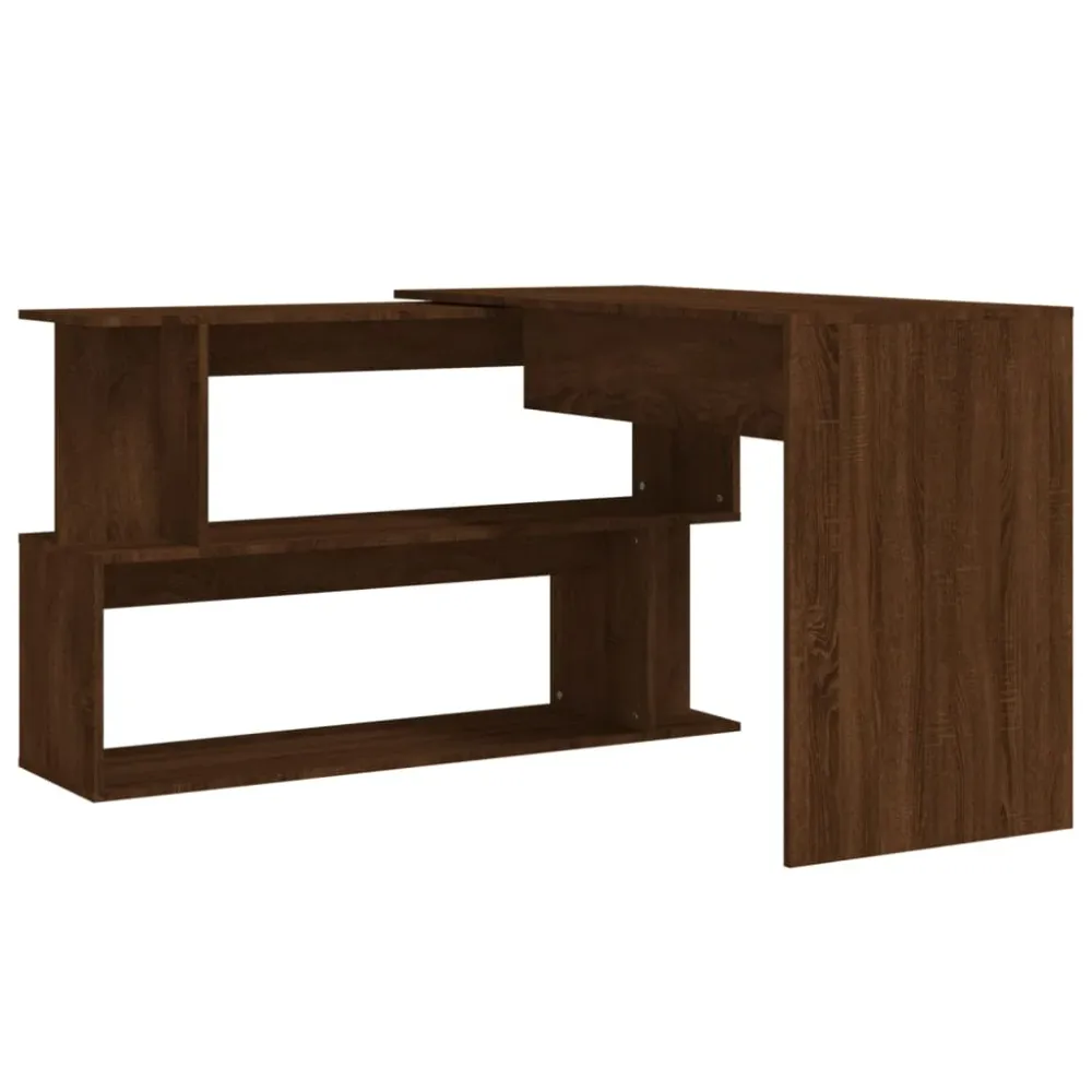 Bureau table poste de travail meuble d'ordinateur informatique étude d'angle chêne 200 x 50 x 76 cm bois d'ingénierie brun...