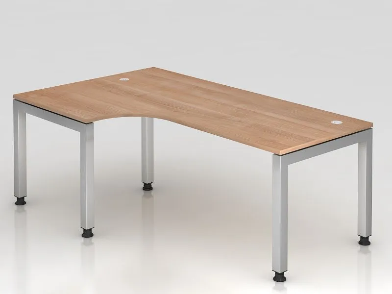 Hammerbacher table d'angle pied en U carré 200x120cm 90° noyer forme d'angle 90° plateau flottant VJS82/...