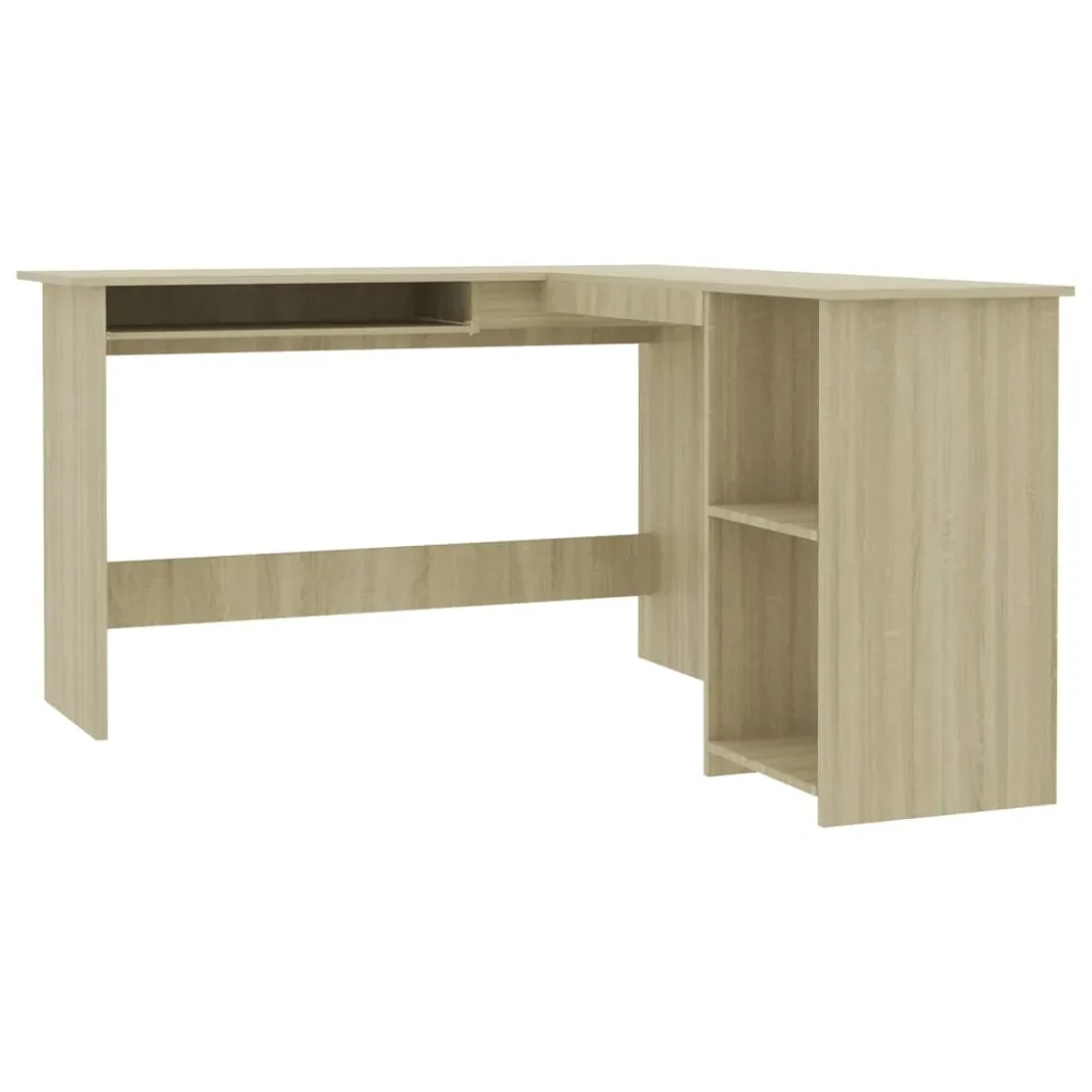 Organisateur Modulable Bureau table poste de travail meuble d'ordinateur informatique étude d'angle en forme de L chêne so...