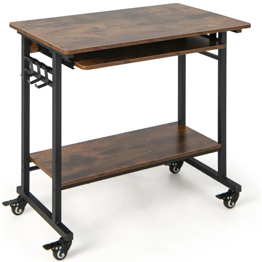 Porte-stylos magnétique Bureau d'ordinateur à roulettes bureau informatique mobile avec plateau clavier extractible pour b...