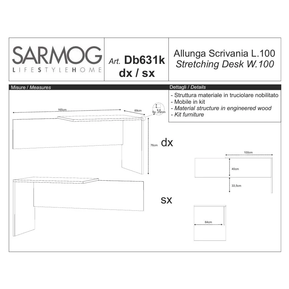 Professionnel Haute Qualité Bureau d'angle gauche avec plateau de surface anti-rayures à haute densité de 180 cm finition...