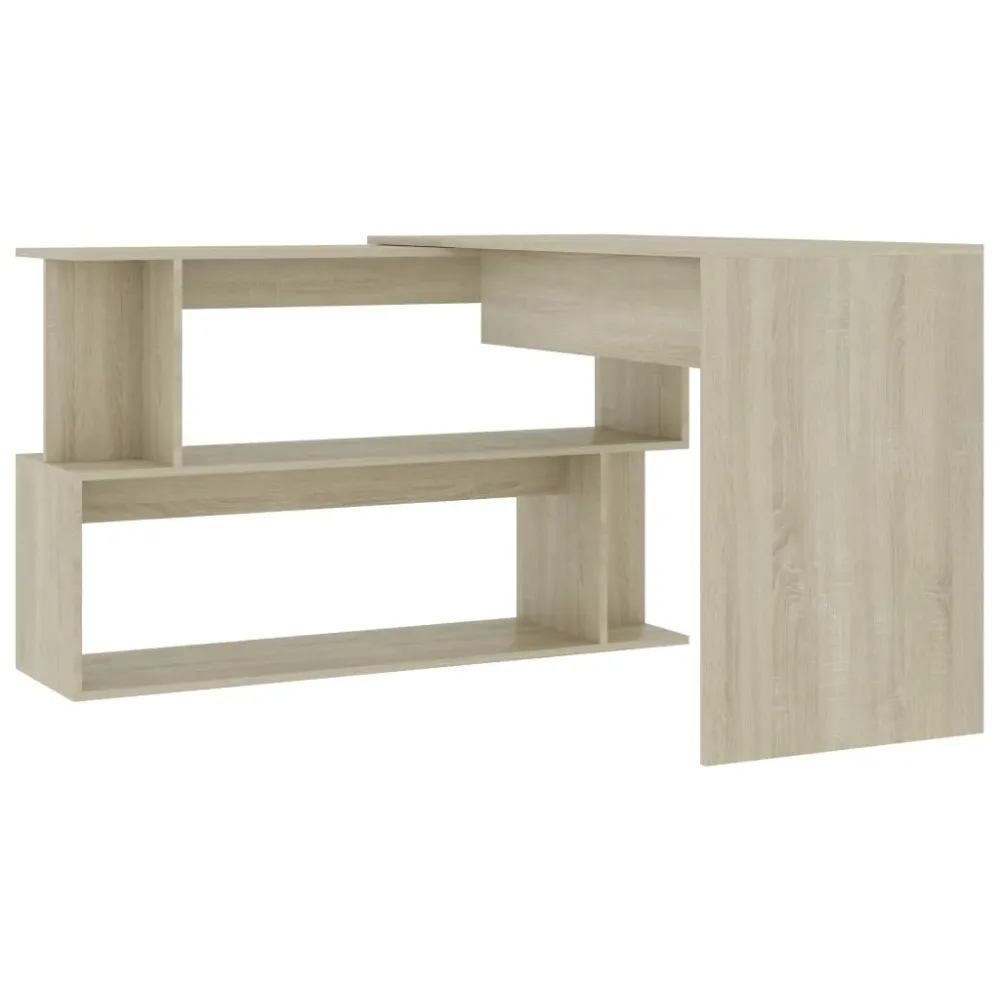 Support pour écran Bureau table poste de travail meuble d'ordinateur informatique étude d'angle chêne sonoma 200 x 50 x 76...