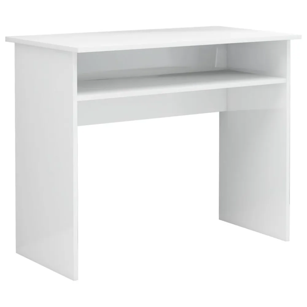 Support pour écran Bureau table poste de travail meuble d'ordinateur informatique étude brillant 90 x 50 x 74 cm bois d'in...