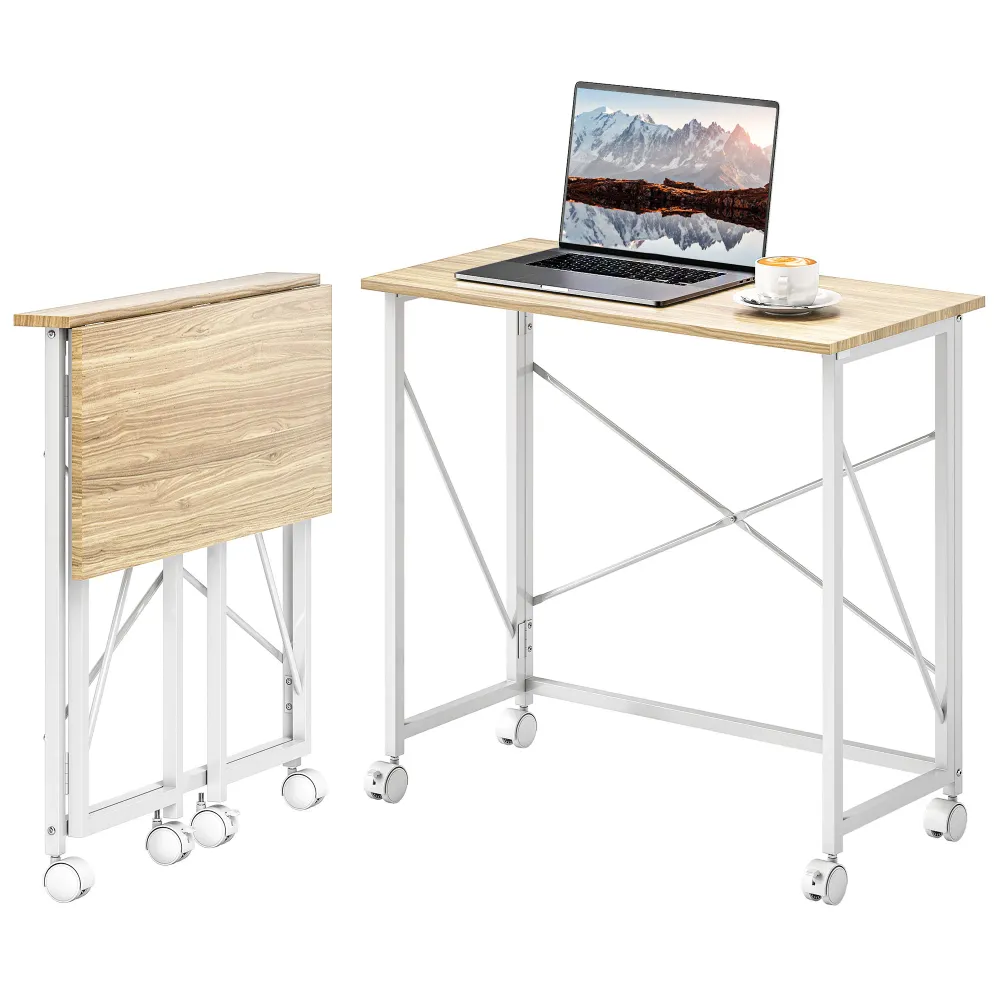 Trieur courrier Bureau pliant table d'ordinateur 80 x 40 cm bureau sur roulettes style novateur pour domicile, chambre, pe...