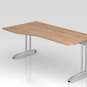 Bureau Hammerbacher pied C 180x100/80cm noyer chemin de câbles horizontal hauteur de travail 72 cm VBS18/N/S prendre à bas...