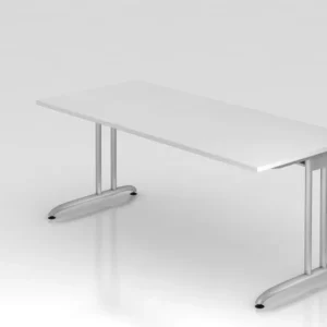 Bureau Hammerbacher pied C 180x80cm blanc chemin de câbles horizontal hauteur de travail 72 cm VBS19/W/S se fournir à bas...