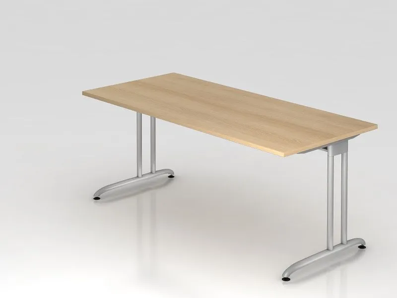 Bureau pour ordinateur Bureau Hammerbacher pied C 180x80cm chêne chemin de câbles horizontal hauteur de travail 72 cm VBS1...