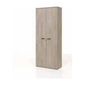 Armoire de Bureau - Meuble 2 Portes et étagères coloris Chêne brut. Collection YUKON - 30 x 15 cm