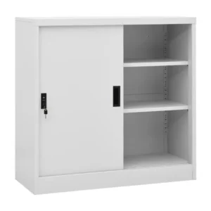 Armoire de bureau porte coulissante Gris évident 90x40x90cm Acier