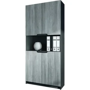 Armoire de rangement avec 5 compartiments et 4 portes, noir mat/avola-anthracite (82 x 184 x 37 cm) avec Ventouses