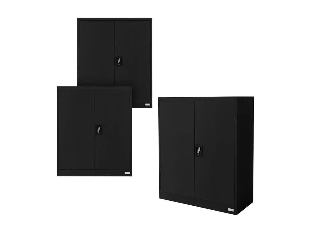 3 Armoires bureau en acier noir meuble à dossiers portes battantes 90x40x109 cm | Livraison Rapide