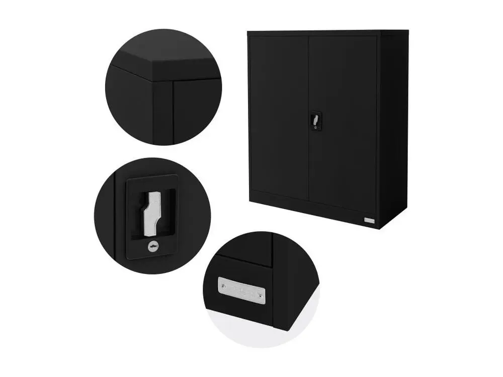 3 Armoires bureau en acier noir meuble à dossiers portes battantes 90x40x109 cm | Livraison Rapide