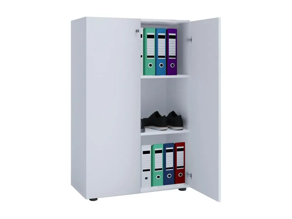 Bloc-notes mural Lona Armoire universelle de bureau, commode de bureau, armoire haute, 2 portes, blanc.