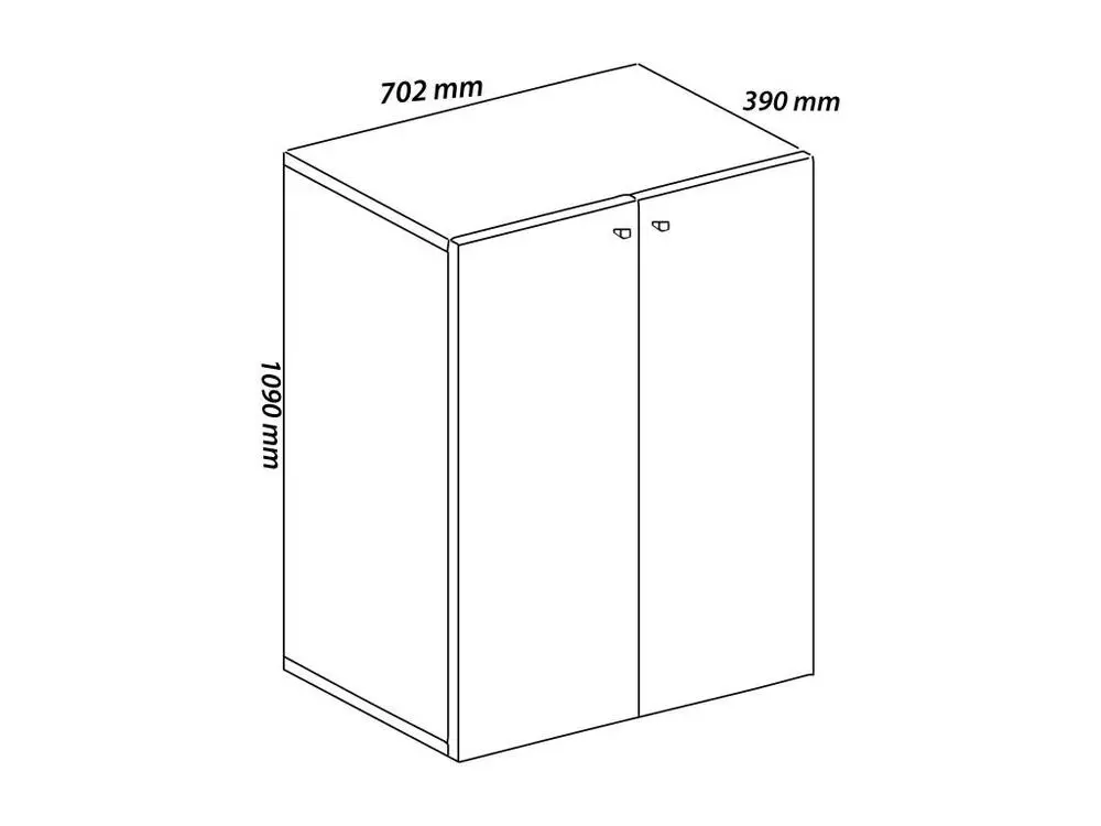 Bloc-notes mural Lona Armoire universelle de bureau, commode de bureau, armoire haute, 2 portes, blanc.
