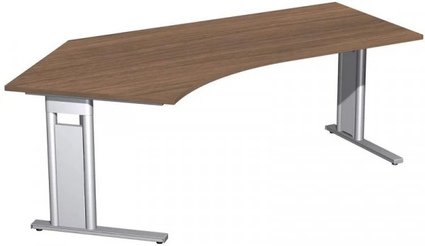 bureau geramöbel 135° gauche rigide panneau de base C en option 2166x1130x720 noyer/argent N-648315-NS acquérir à bas prix
