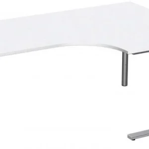 Bureau PC geramöbel droit réglable en hauteur couvre-pied en C en option 1800x1200x680-820 blanc/argent N-647309-WS se fou...