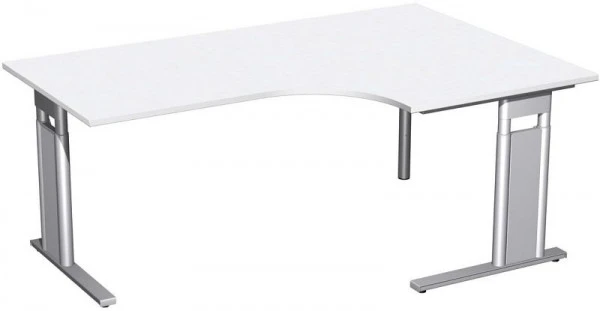 Bureau PC geramöbel droit réglable en hauteur couvre-pied en C en option 1800x1200x680-820 blanc/argent N-647309-WS se fou...