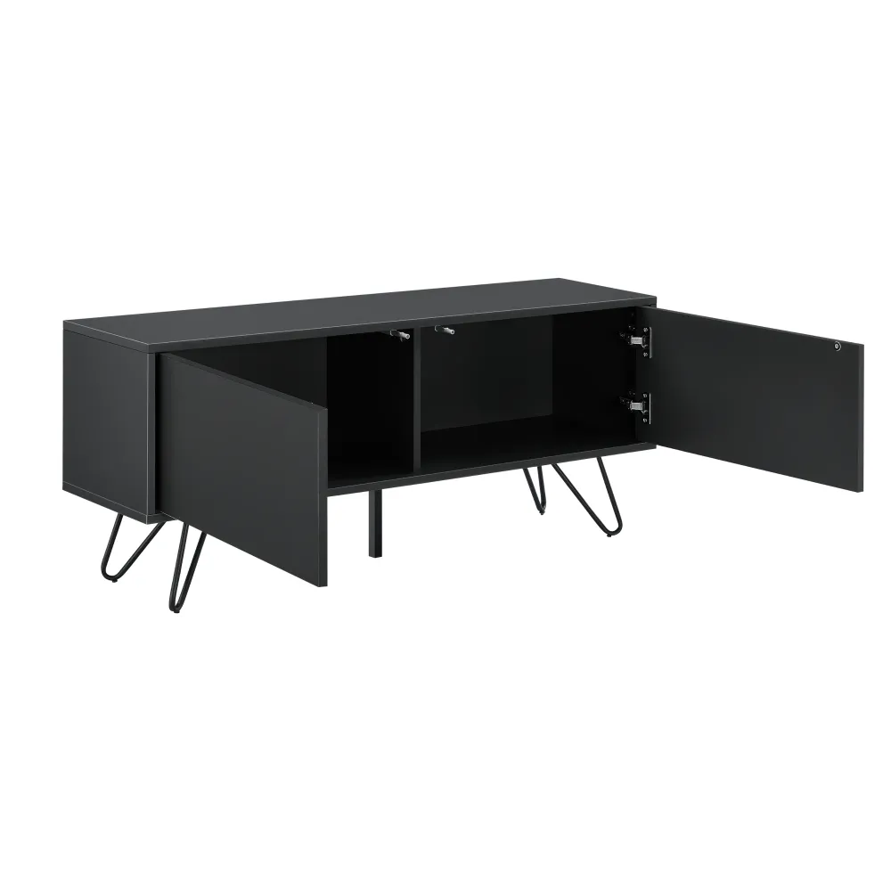 Commode stylée meuble de rangement pratique à 2 portes 47 x 110 x 30 cm noir 03_0006823