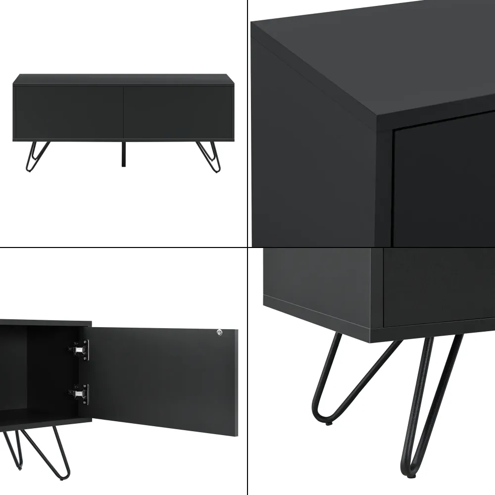 Commode stylée meuble de rangement pratique à 2 portes 47 x 110 x 30 cm noir 03_0006823