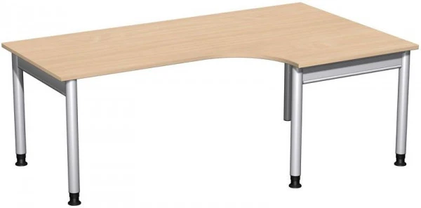 Élégant Design Ergonomique Bureau PC geramöbel droit réglable en hauteur 2000x1200x680-820 hêtre/argent N-657321-BS obteni...