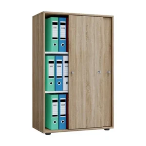 Lona XL Armoire de bureau avec 2 portes coulissantes et serrure, imitation chêne Sonoma. | Livraison Rapide