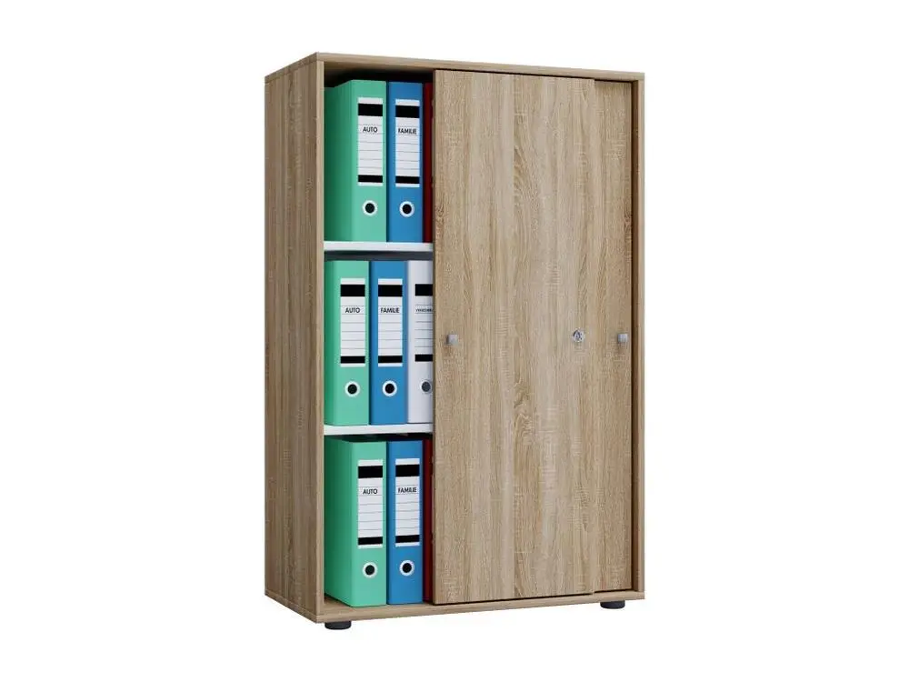 Lona XL Armoire de bureau avec 2 portes coulissantes et serrure, imitation chêne Sonoma. | Livraison Rapide