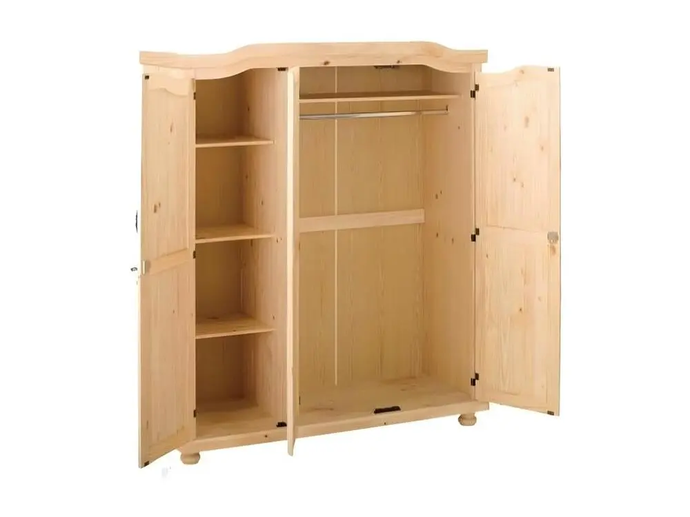Organisateur de tiroir Armoire 3 Portes en Bois "Cardaillac" 150cm Naturel