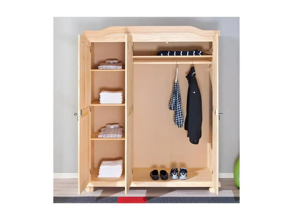 Organisateur de tiroir Armoire 3 Portes en Bois "Cardaillac" 150cm Naturel