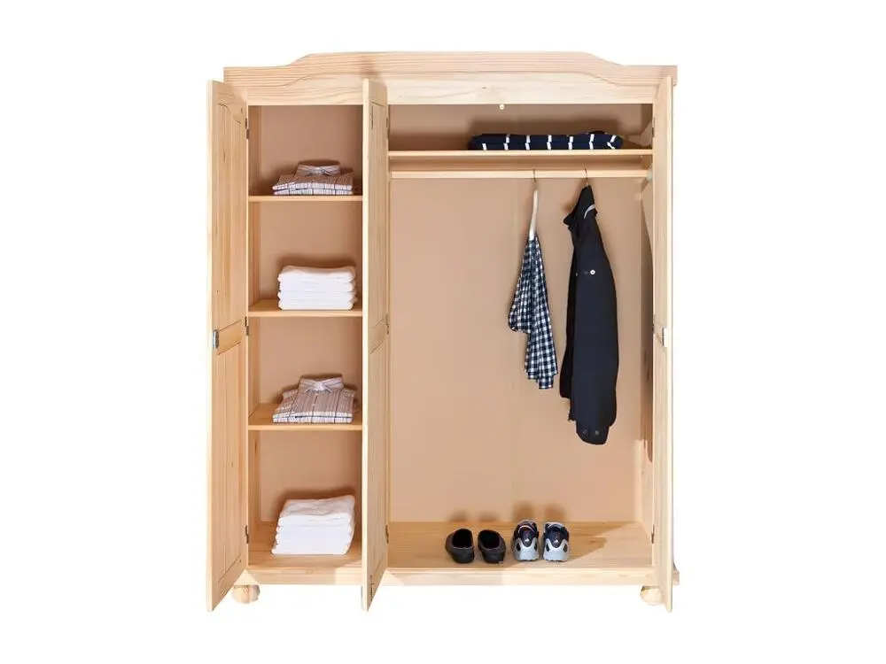 Organisateur de tiroir Armoire 3 Portes en Bois "Cardaillac" 150cm Naturel