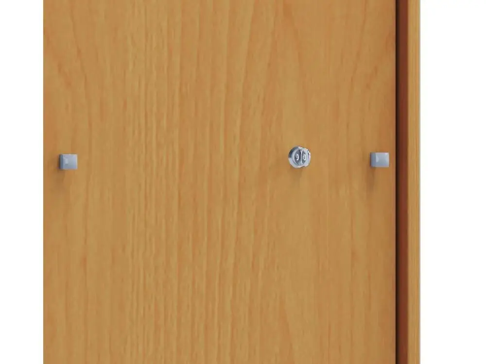 Organisateur de tiroir Lona XL Armoire de bureau avec 2 portes coulissantes et serrure, imitation hêtre.