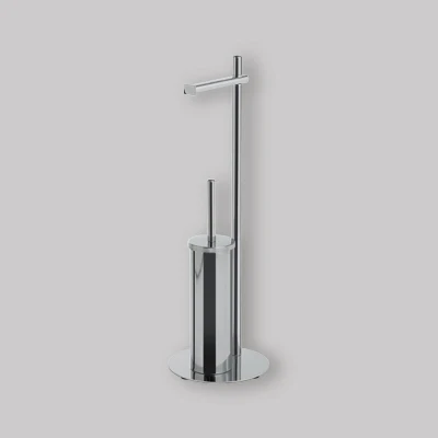 Piantana Portarotolo E Portascopino Wc "Circe" Cromata avec Ventouses