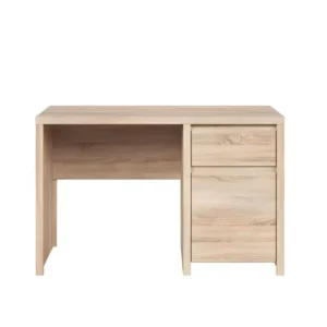 Plateau de bureau Bureau KASPIAN style industriel mélaminé chêne naturel 1 tiroir 1 porte