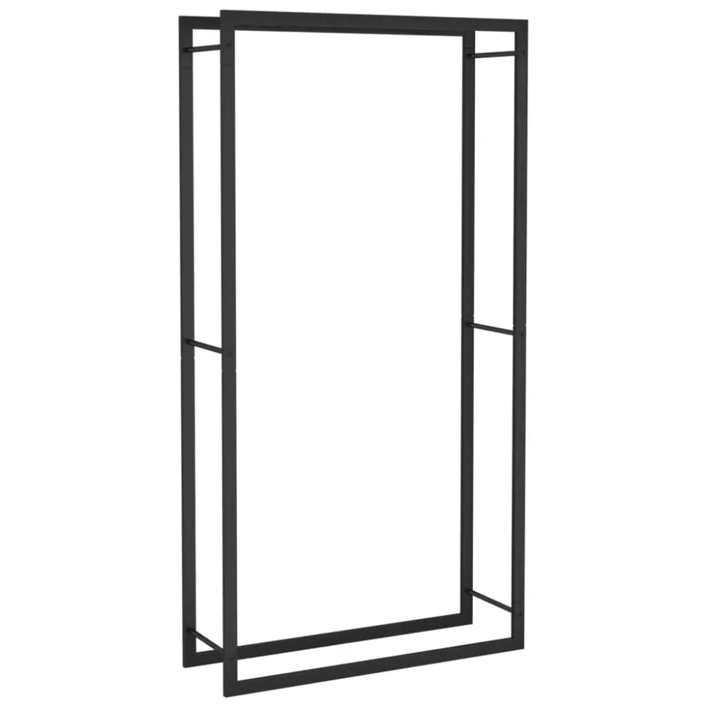 Portant de bois de chauffage mat 80 x 28 x 154 cm acier noir 02_0043751