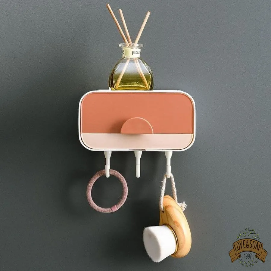 Porte savon murale boite de rangement un tiroir Sans outil d'installation