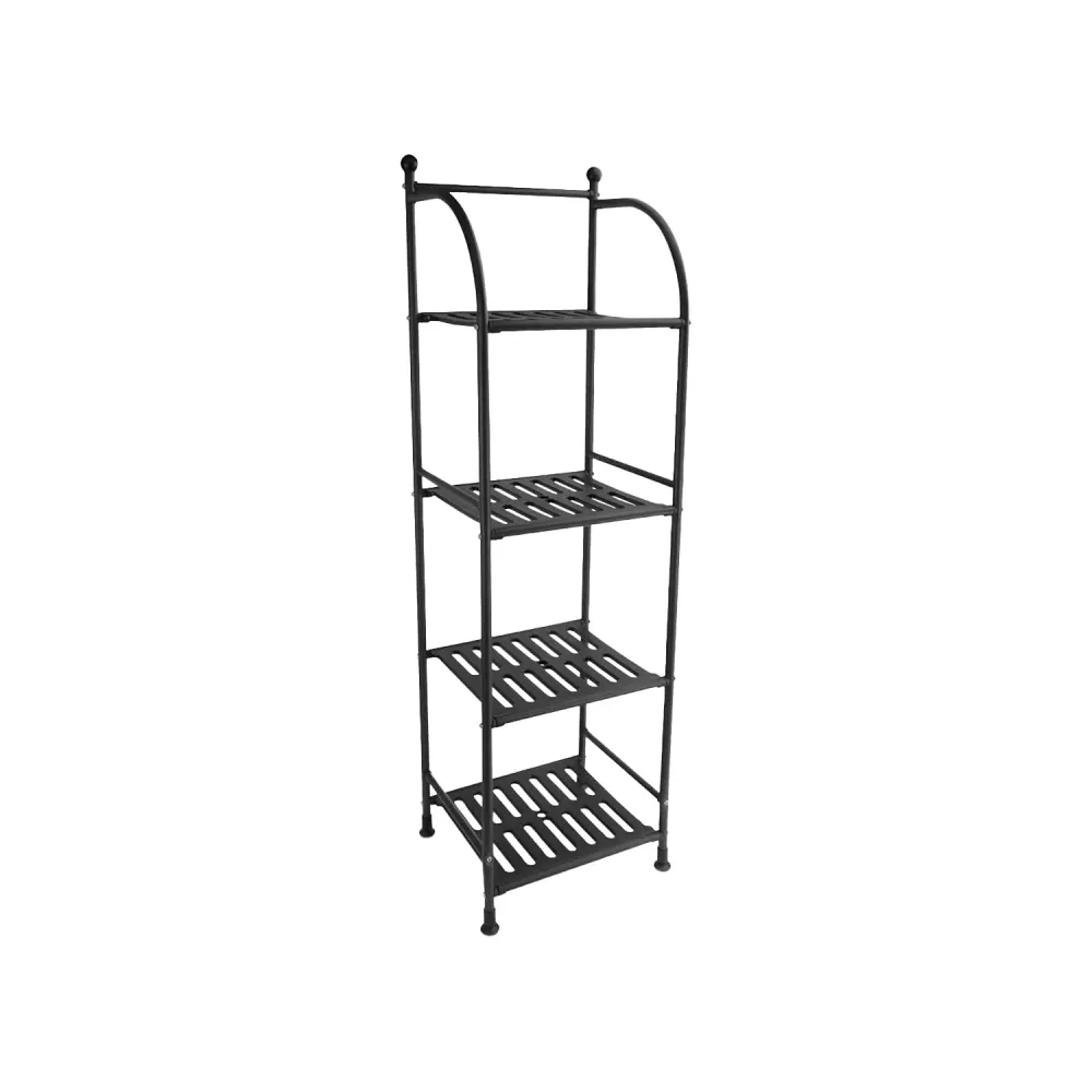 Scaffale Portaoggetti Per Bagno 4 Piani Metallo Nero 33,5x116x27,5cm