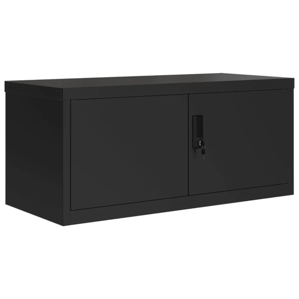 Trieur courrier Caissons à tiroirs meuble de bureau portes verrouillables 90 x 40 x 40 cm en acier noir DEC024593